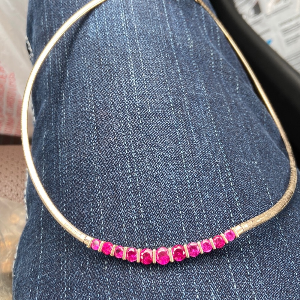 Silver & Ruby Choker Necklace - image 3
